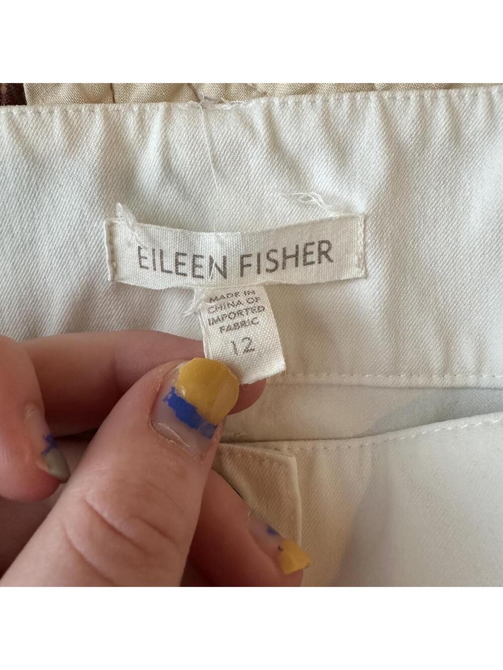 Eileen Fisher white organic cotton slim pants size 12 minimal simple basic - Picture 4 of 7